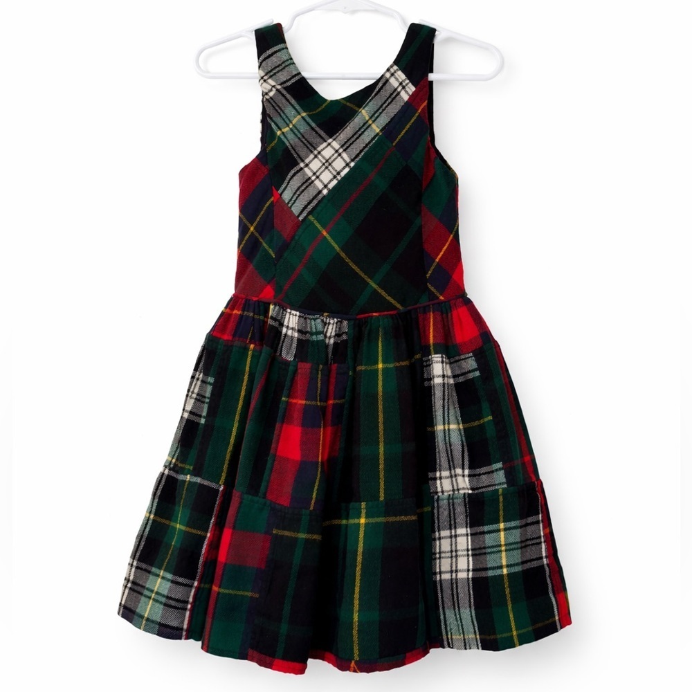 Polo Ralph Lauren Girls Plaid Tartan Holiday Dress Size 4 Red Green Cotton